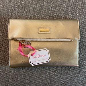 Lilly Pulitzer Gold Clutch “Notepad Folio” NWT